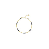 Noir Bracelet Black Beaded and Gold-Tone Chain Bracelet